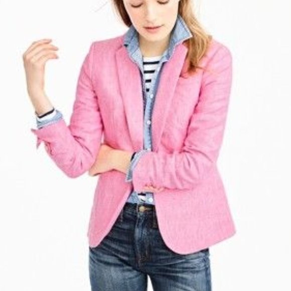 J. Crew Jackets & Blazers - JCREW COTTON LINEN BLAZER JACKET - PINK